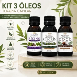 Kit 3 óleos Terapia Capilar Umectação Capilar - Ricino Coco e Alecrim