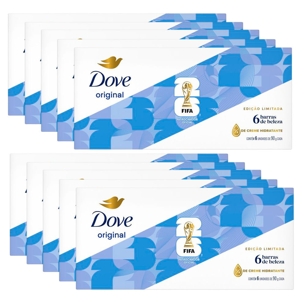 Kit Sabonete Em Barra Dove Original Branco 90g 6 Sabonetes - Com 10 Unidades