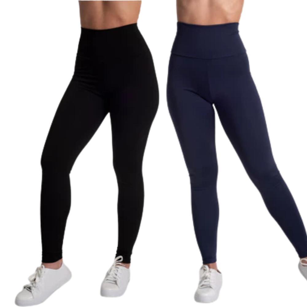 Kit 2 Calça Legging Feminina Fitness Cintura Alta Conforto Academia Casual Zero Transparência Adulto