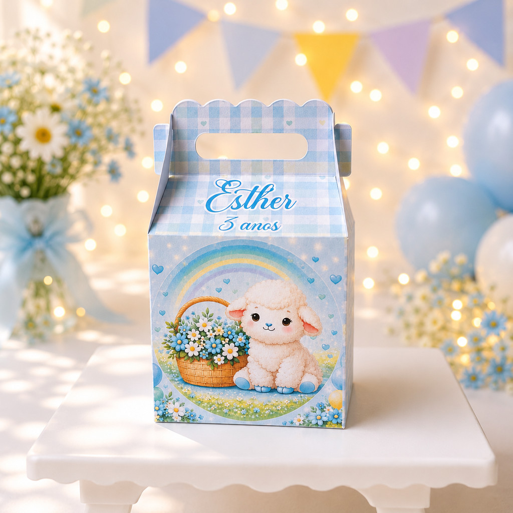 Caixa Maletinha Joy Personalizada | Chá de bebe | Lembrancinha aniversário Ovelha ovelhinha 3D menino