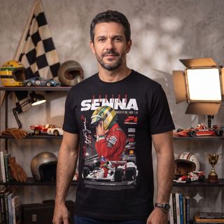 Camiseta Estampada Ayrton Senna Clássica 100% Algodão Confortável