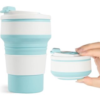 Copo Dobrável de 12oz para Viagens, Copo de Viagem Dobrável para Bebidas Quentes e Frias, Caneca de Café Dobrável à Prov