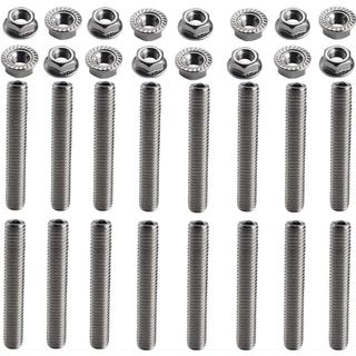 Dewhel Kit de 16 peças de parafusos de coletor de escape em aço inoxidável para 2 coletor para Ford 4.6 e 5.4 Litros V8