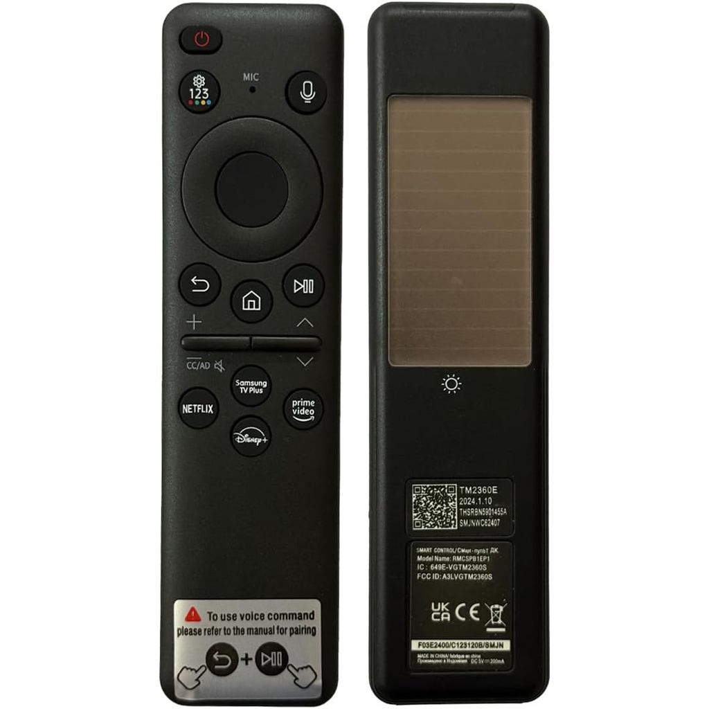 Controle Remoto Recarregável Solar com Comando de Voz, Substituto para Samsung B
