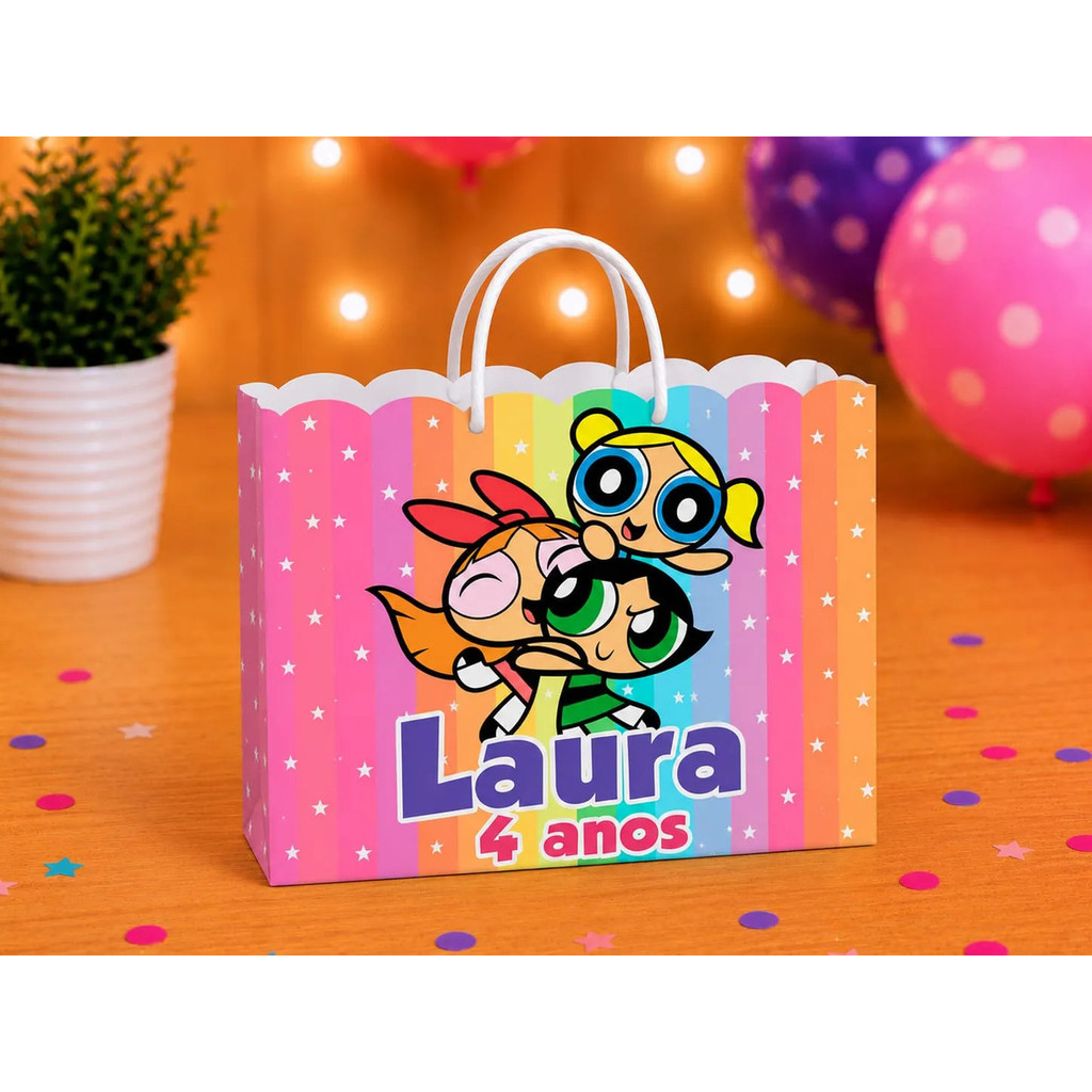 Sacolinhas Personalizada tema AS MENINAS SUPERPODEROSAS| Lembrancinhas de festas Aniversário | Pegue e monte