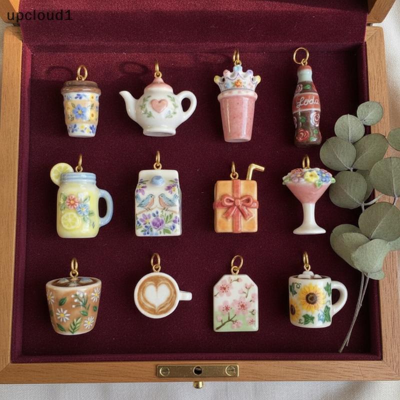 [upcloud1] Mini Xícara De Café Amuletos De Cobre Pingente Exclusivo Para Comida E Bebida Pulseira DIY Nelace Fabricação