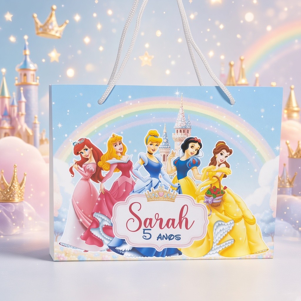 Sacolinhas Personalizada Princesas Da Disney Personalizado Com Nome e Idade Festa Infantil Lembrancinha