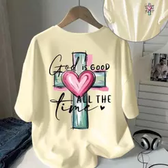 God Is Good Camiseta Feminina Cristã com Estampa Dupla