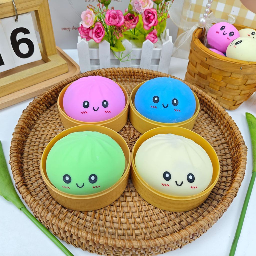 Squishy De Coque De Pectina De Rosto Fofo | Steamer Dumpling Stress Relief Squeeze Fidget Toy
