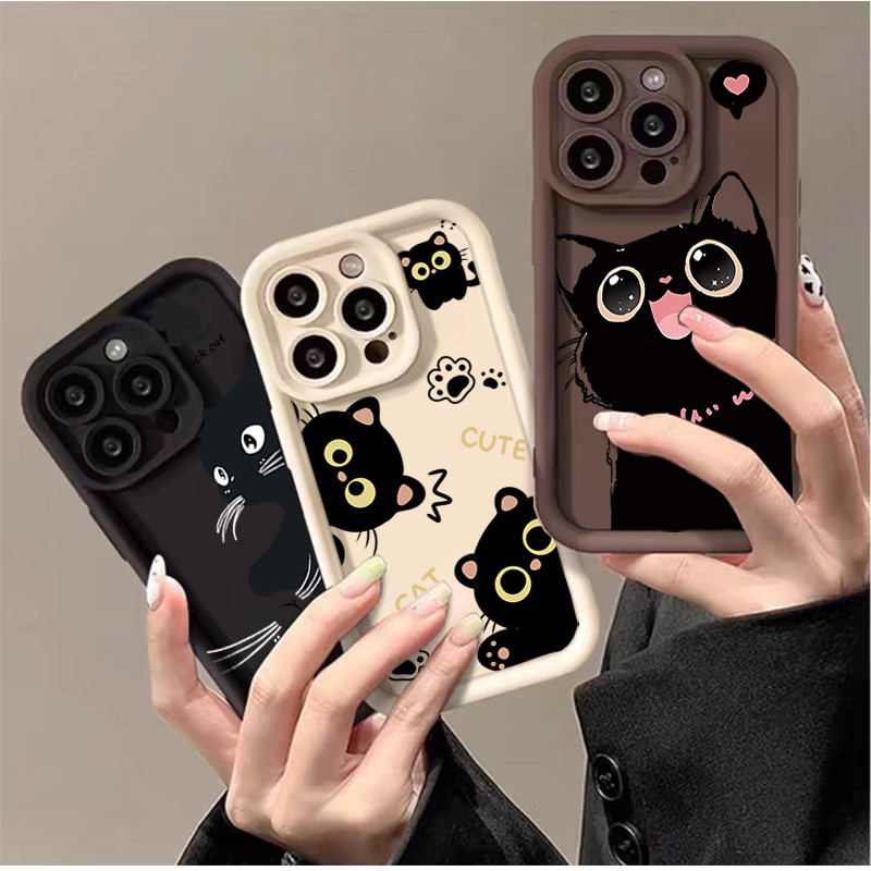 Capa Para Samsung A27 A57 A37 A17 A07 A56 A26 A36 A55 A16 A15 A54 A06 A35 A23 A14 A53 A13 5G Gato Preto Dos Desenhos Ani
