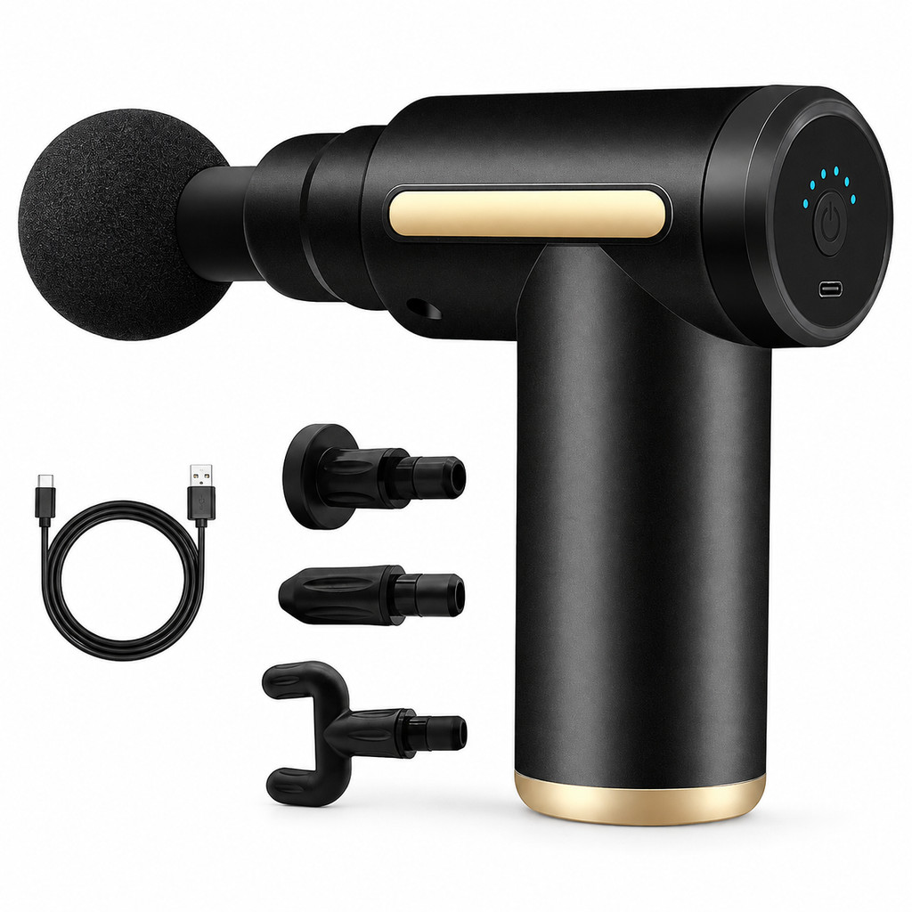 Massageador Elétrico Alta Frequência Profissional Muscular Massagem 6 Níveis e 4 Ponteiras