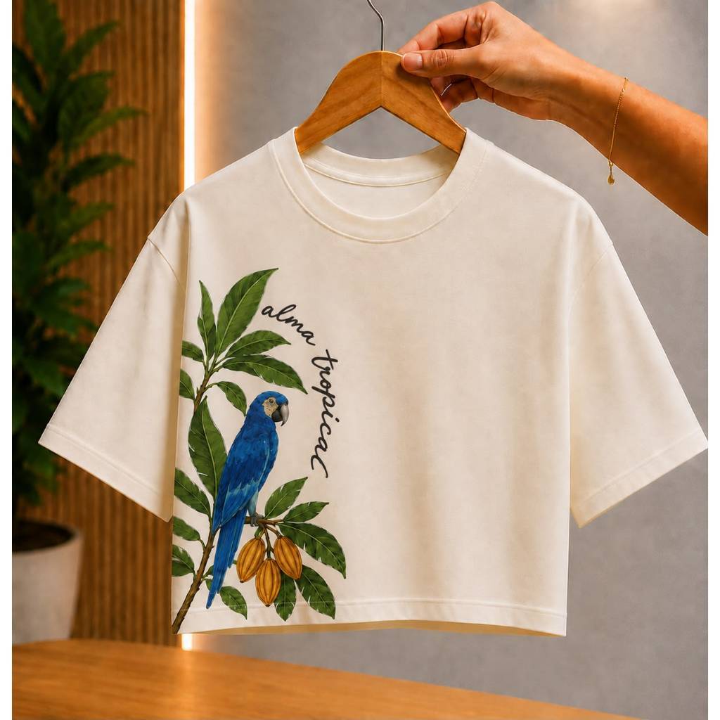 Cropped Over100% Algodão Rio Tropical Feminino Estampado Estiloso Confortável Caimento Perfeito