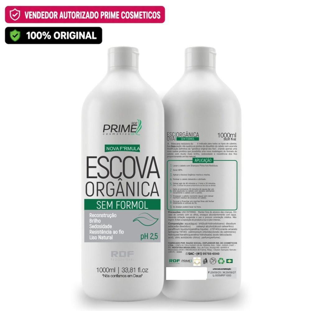 ESCOVA ORGÂNICA 1 LITRO PRIME COSMÉTICOS