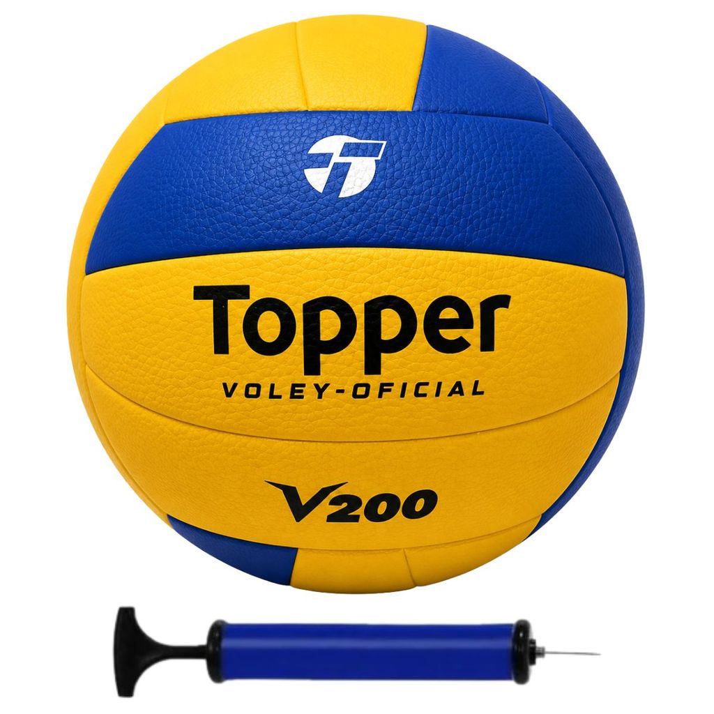 Bola Vôlei Oficial Topper V200 Quadra Treinos/Jogo + Bomba de Ar