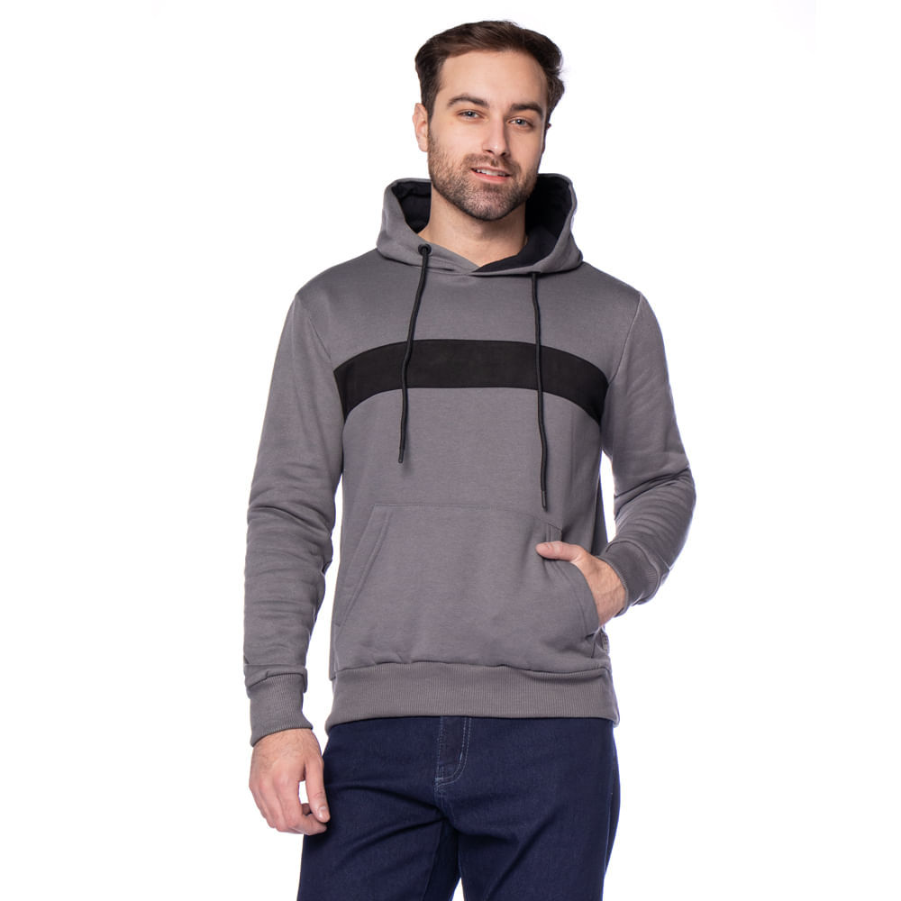 Moletom Masculino Dixie Capuz Cinza/preto