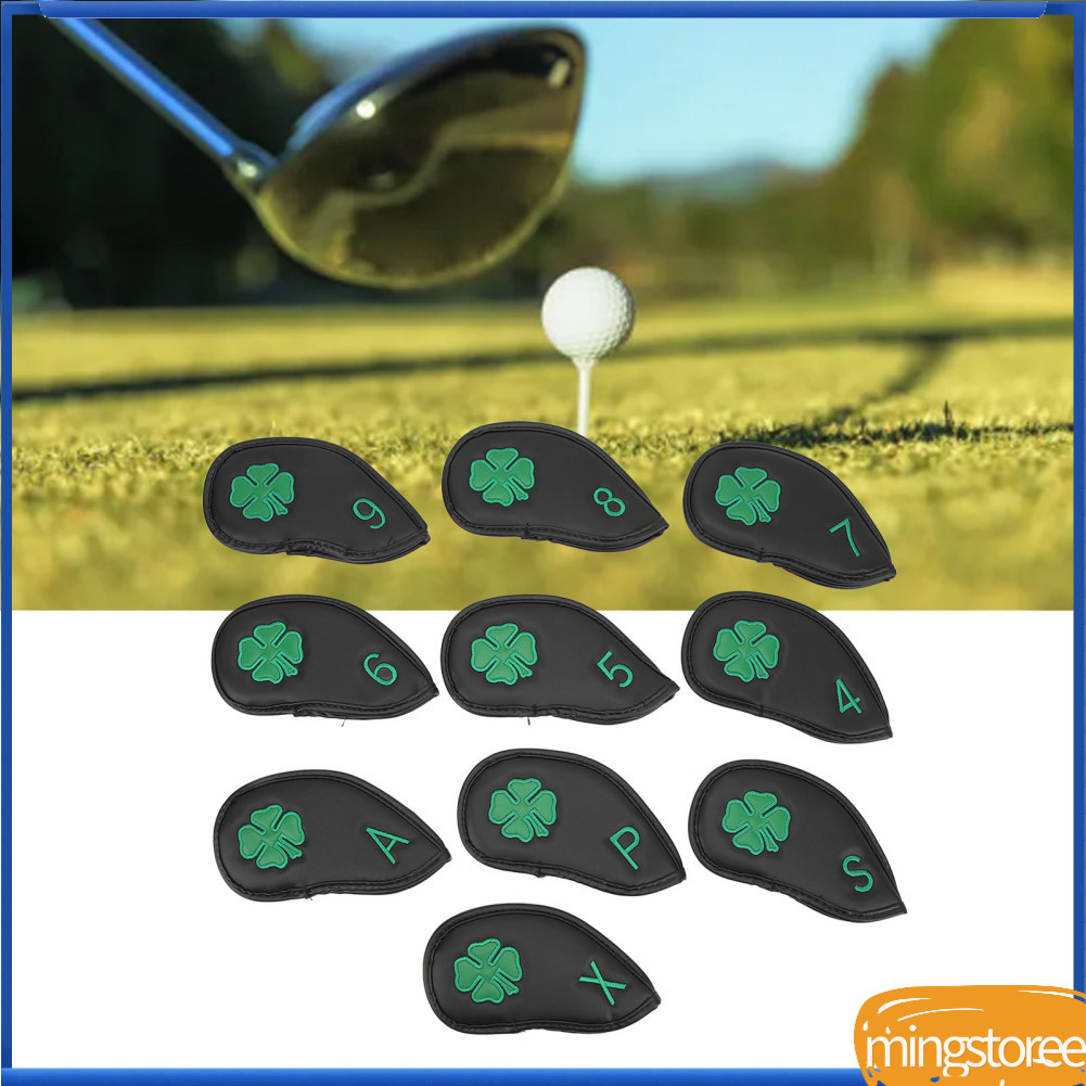 Mingstoree.br 10 PCS cobre quatro folhas trevo padrão PU delicado conjunto de ferro para a maioria dos clubes (preto)