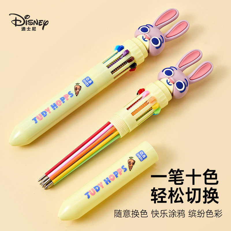 Bonito criativo Push tipo estudante papelaria manual multifuncional cor caneta papelaria dos desenhos animados dez cores