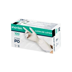Luva Descartável Latex com Pó Tam M com 100 Unidades Inoven