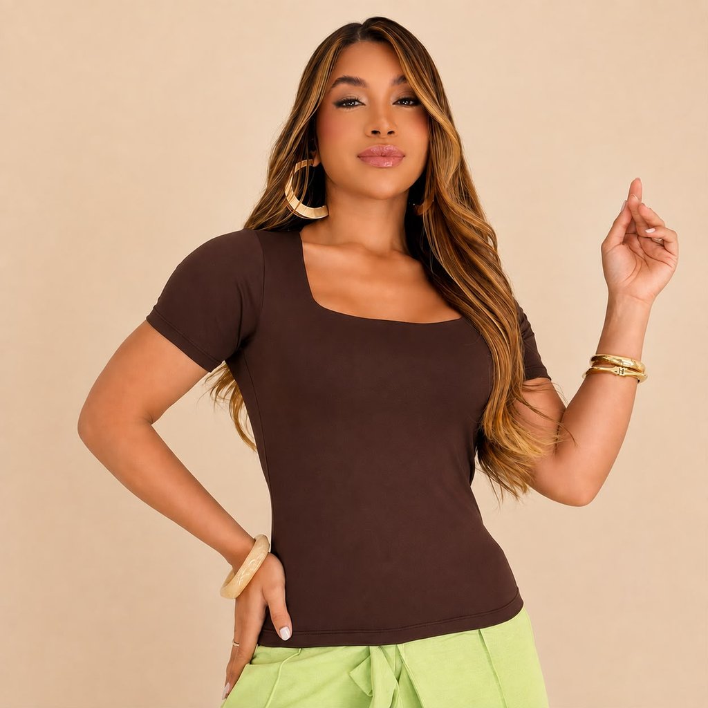 Blusa Babylook Casual Dia a Dia Elegante Básica Lisa Moderna Tendência Poliamida