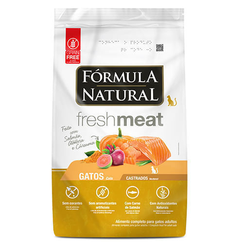 Ração 1Kg Fórmula Natural Fresh Meat Sabor Salmão Para Gatos Castrados
