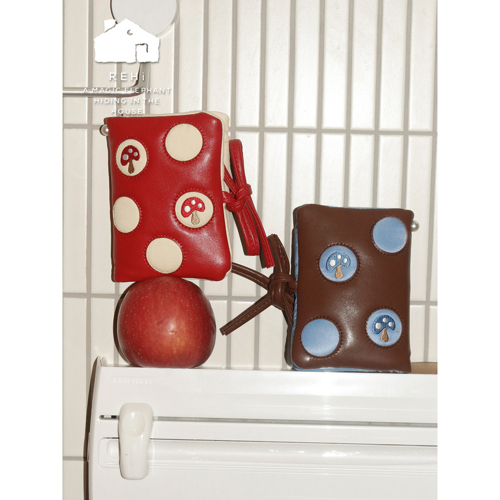 R REhi {Cogumelo guarda-chuva vermelho} Porta-passaporte multifuncional bordado para transporte de mão Bolsa para docume