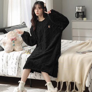 Coral velo camisola feminina outono inverno longo pijamas grosso pelúcia flanela primavera outono Homewear 2026 novo est
