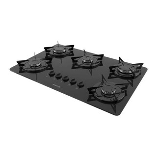 COOKTOP A GÁS FOGATTI 5 BOCAS VIDRO TEMPERADO PRETO BIVOLT