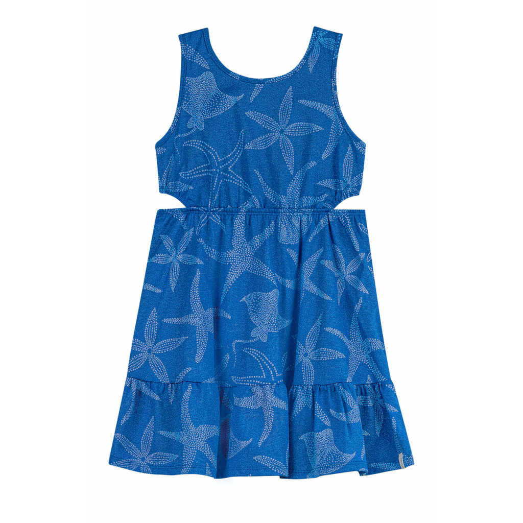 Vestido Infantil Menina Estrelas-do-Mar Elian Azul — imagem 2 de 2
