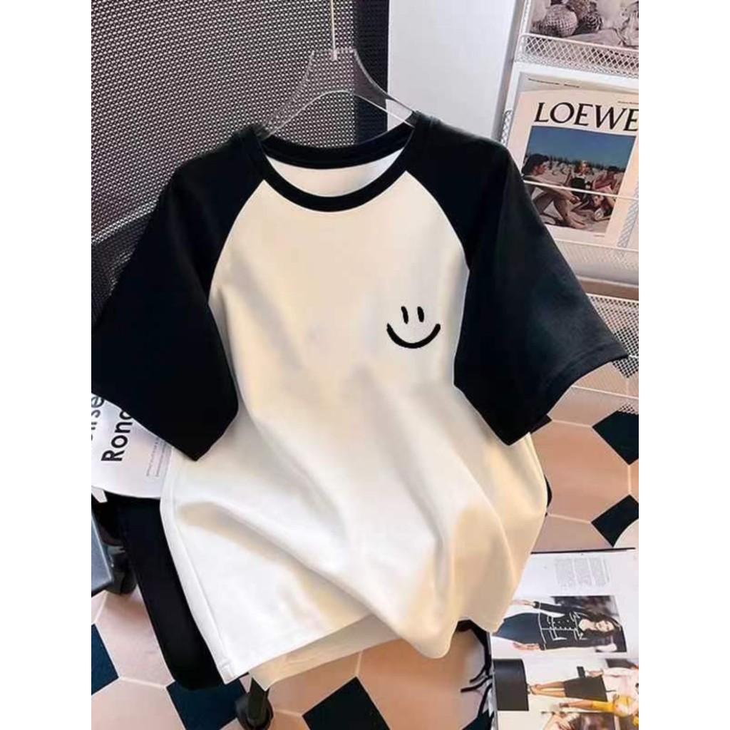 Simples puro algodão meninas Raglan manga curta verão novo estilo médio grande crianças camiseta impressa crianças solto
