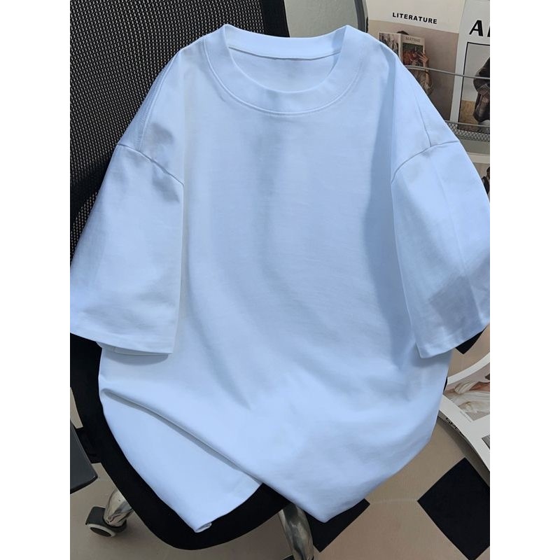 Meninos meninas puro algodão simples em torno do pescoço de manga curta camisetas médio grande crianças verão camisas de