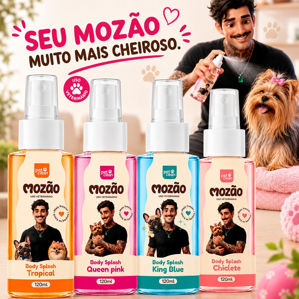 Perfume Colônia Pet Shop para Cachorro e Gato Body Splash 120ml - Mozao Pet Clean