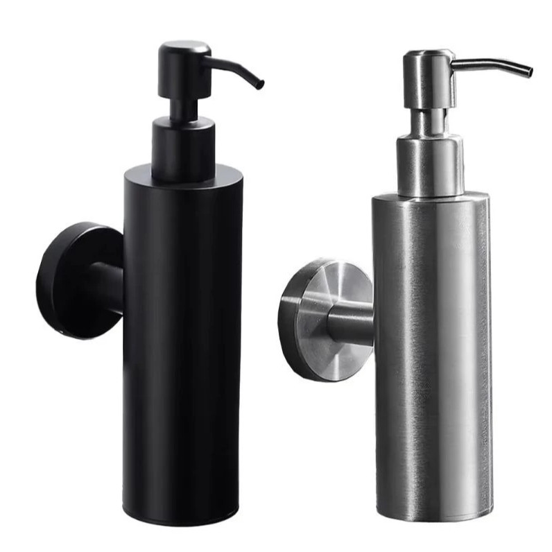 Dispenser De Sabonete E Shampoo A Parede Aço Inoxidável Cinza