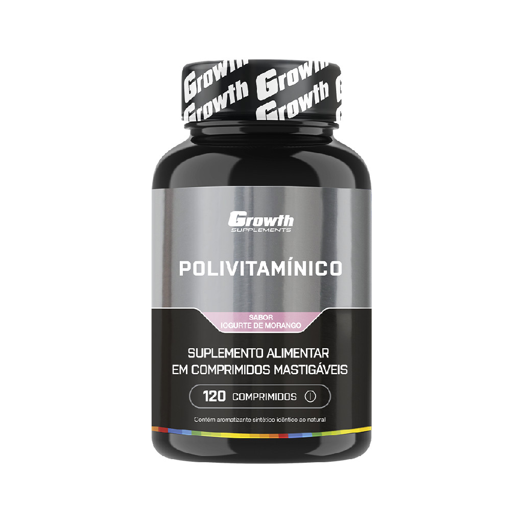 Polivitaminico Mastigável 120un. Growth Supplements - Sabor Morango