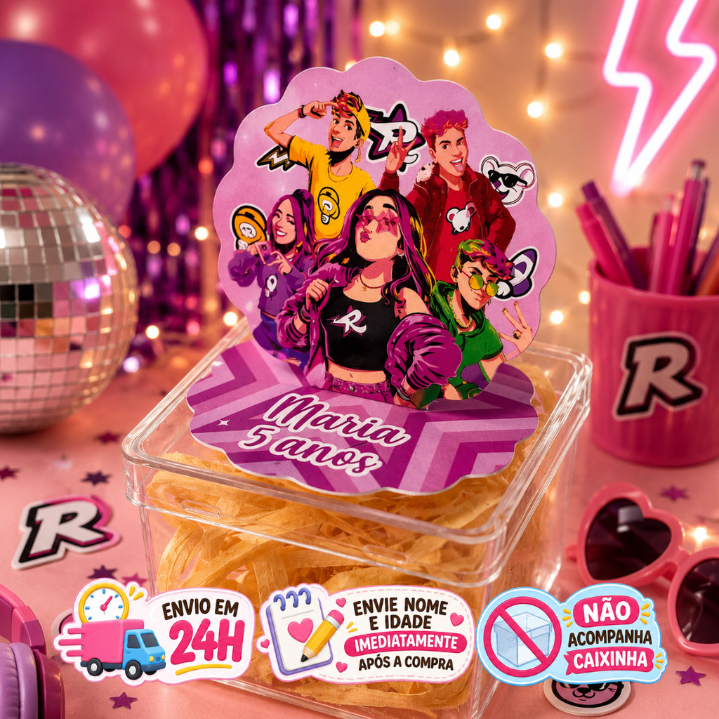 Aplique em Pé 3D DOS ROSA Personalizado Lembrancinha Festa Infantil Kit 10 a 50 unidades