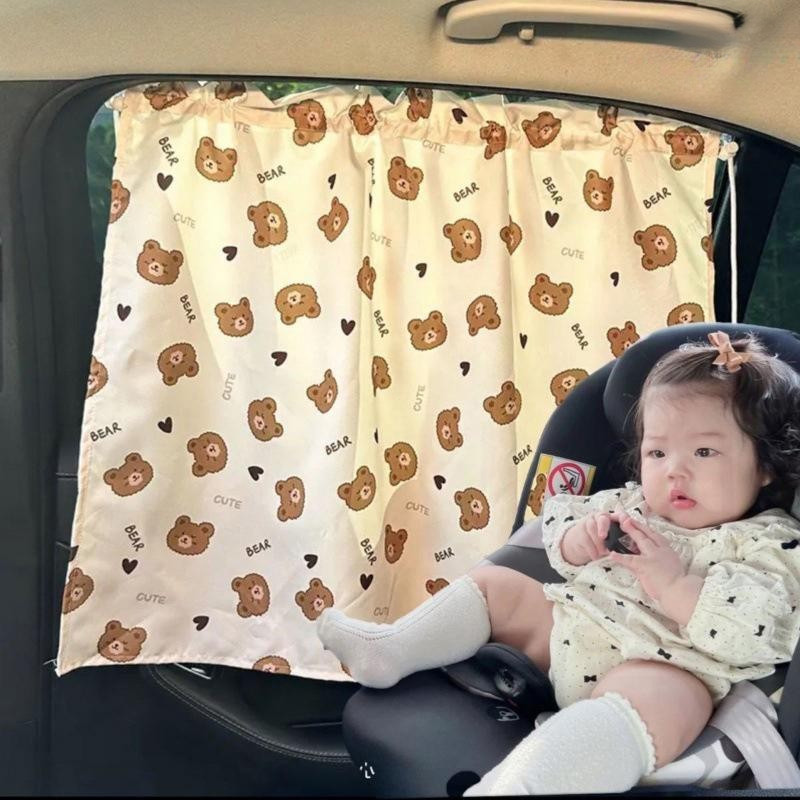 [EL] 1 Pc Universal Car Sun Shade Cortinas Bonito Urso De Desenho Animado Estilo De Carro Janela Lateral Traseira Pára-B