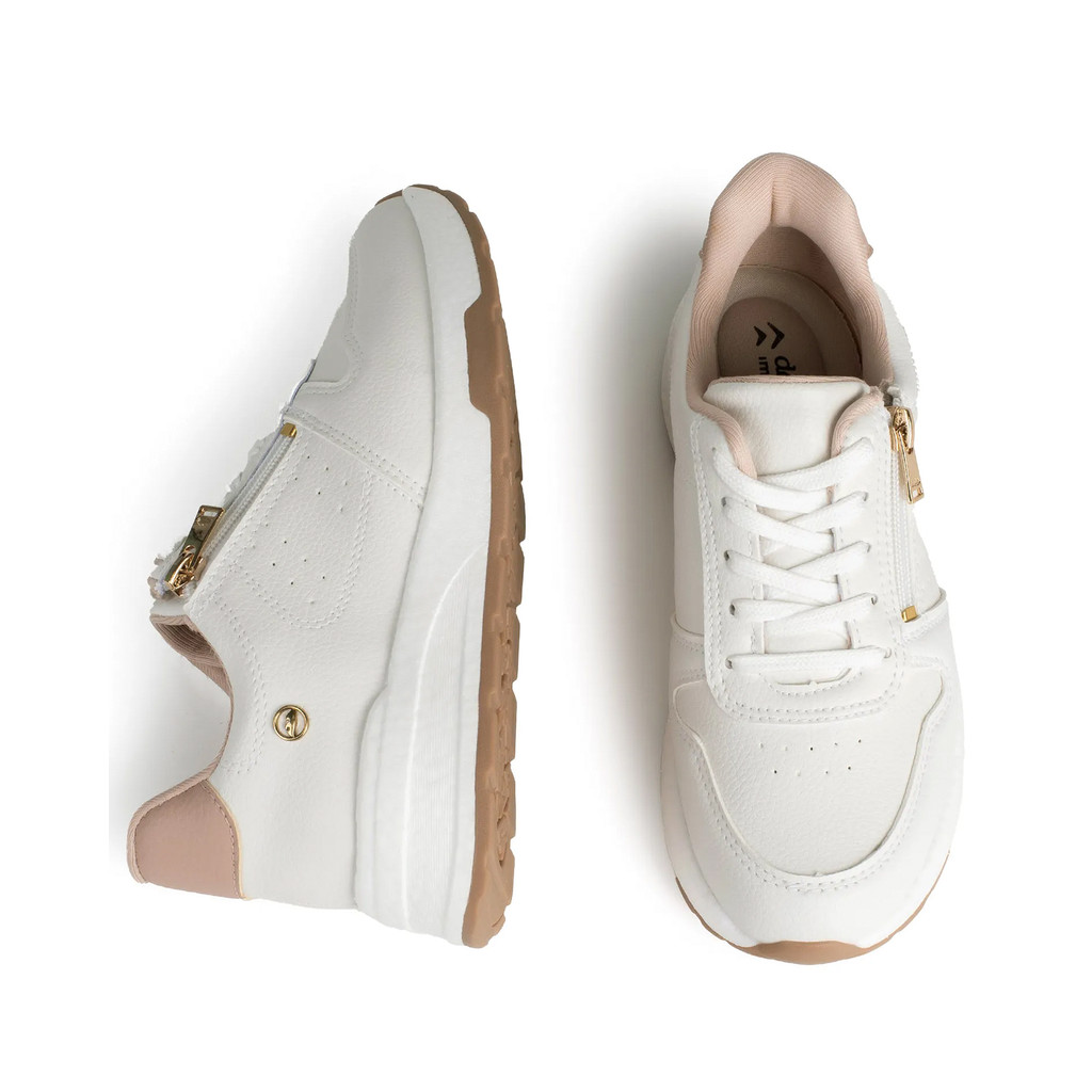 Tênis Feminino Casual Dakota Original Zíper Dourado Moderno Confortável Salto Anabela Leve — imagem 2 de 2