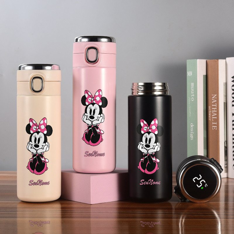 Garrafa Térmica 420ml com Display Digital e Tampa com Trava – Mantém Temperatura por Horas Minnie Mouse