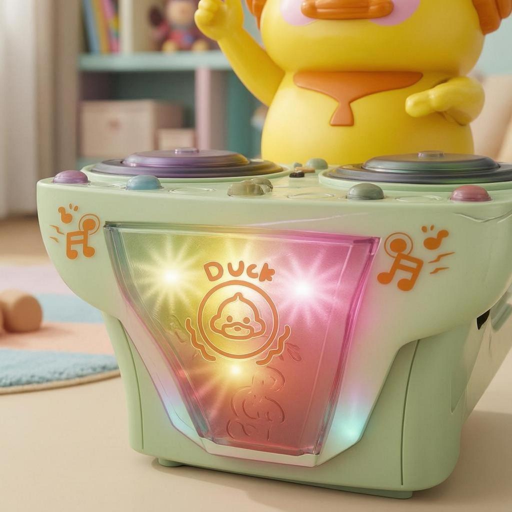 [yopgjr] DJ Duck Music Player Plástico ABS Wind Up Brinquedo Infantil Acende Painel De Ruído Para Som E Reprodução Visua