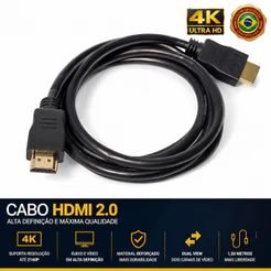 Cabo HDMI 2.0 4K Ultra HD Alta Definição para TV Videogame Notebook Monitor Projetor e Home Theater