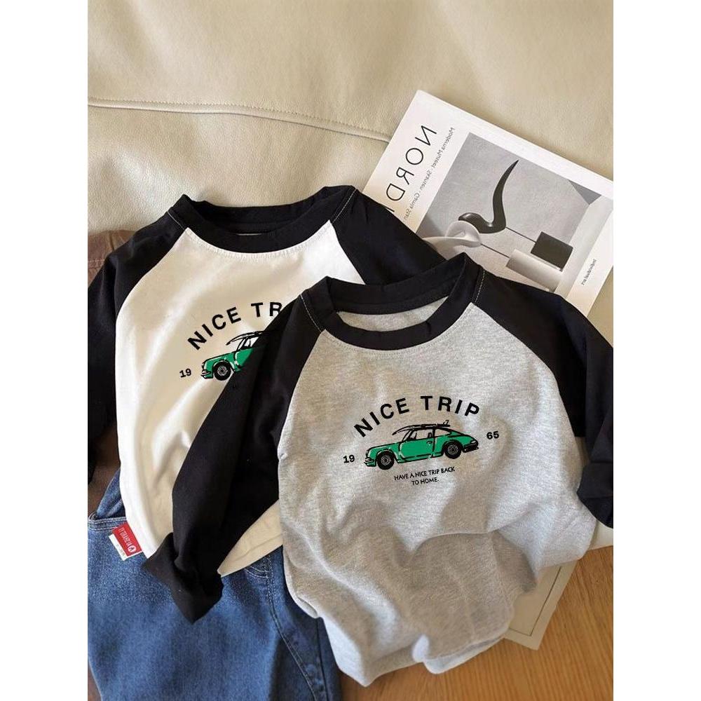 100% algodão bebê roupas de outono crianças contraste cor primavera outono manga comprida camiseta meninos meninas dos d
