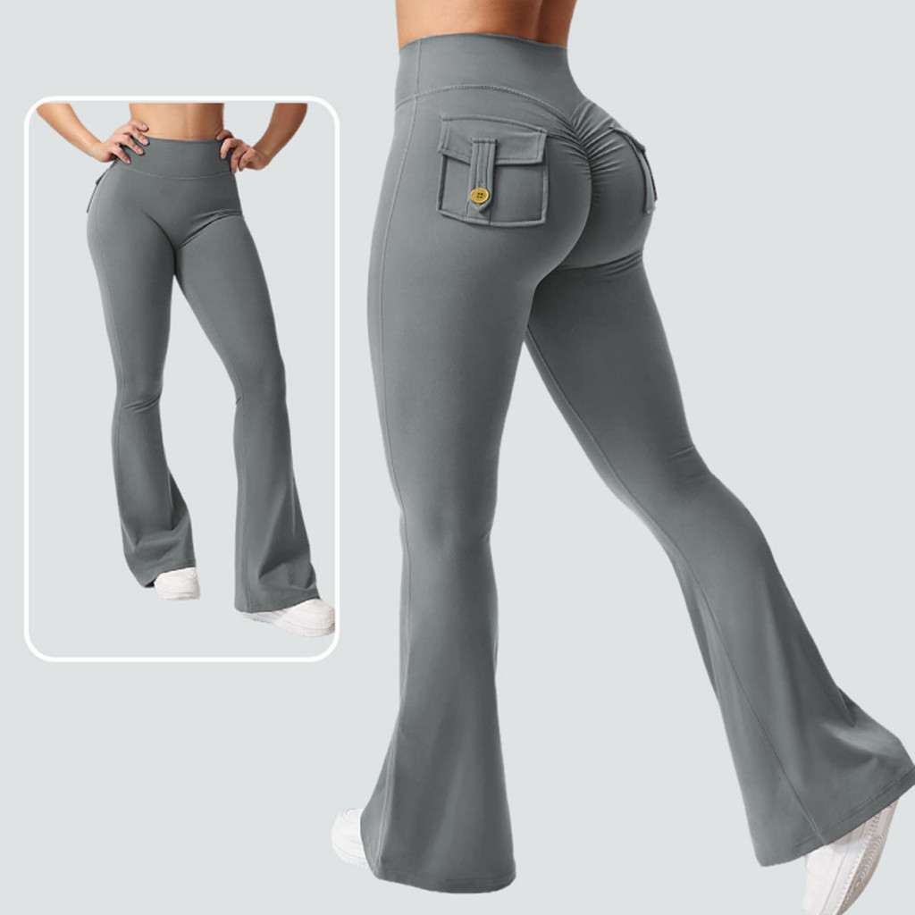 Soft Breathable Activewear Women Bell-bottom Pants Women’s Slim Fit Bell Bottom Yoga Elastic Waist Stretchy Flared Leg