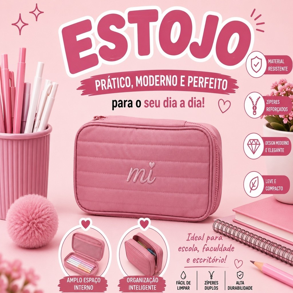 Nécessaire Estojo Box Lamimi Verde Feminino Casual