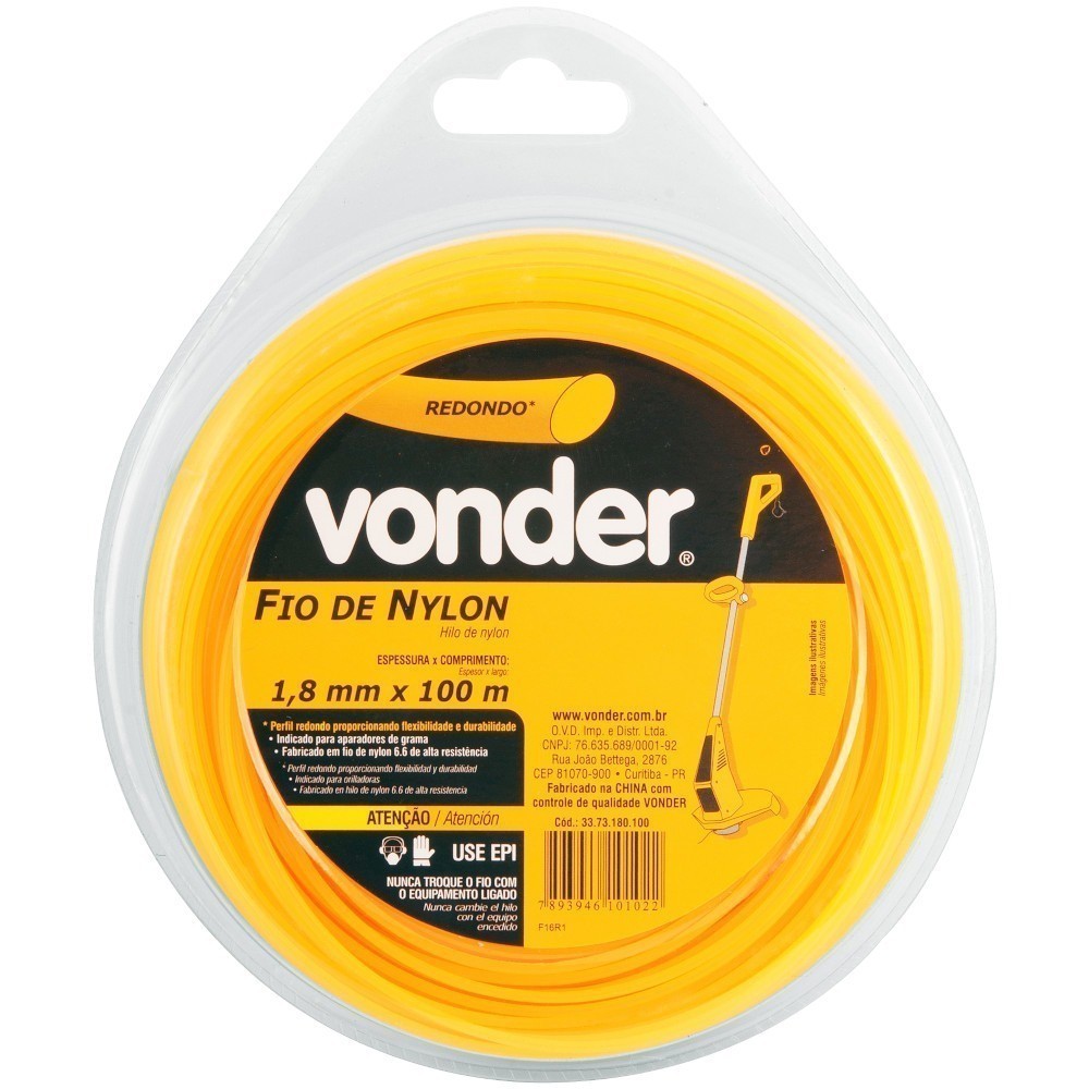 Fio de nylon para aparador de grama 1,8 mm x 100 metros - Vonder