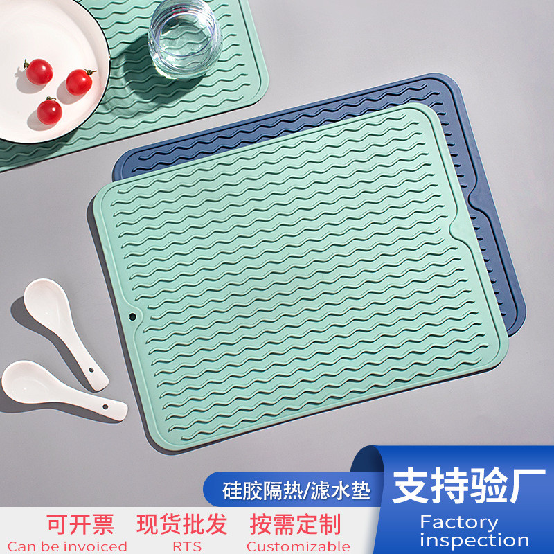 Tapete de bancada de cozinha resistente a altas temperaturas Tapete protetor de silicone Tapete de drenagem Mesa de jant