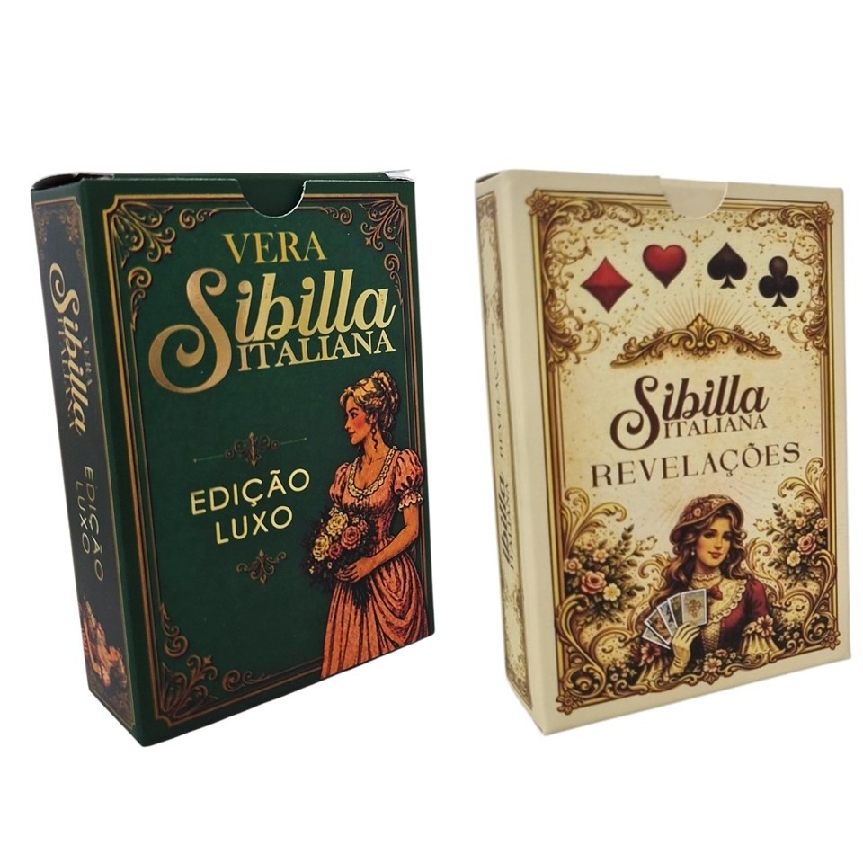 Kit Sibilla Italiana Revelações + Vera Sibilla Italiana Edição Luxo (Cartas plastificadas e laminadas no tamanho 10x6,5)
