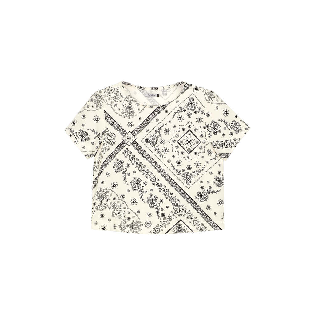 Blusa Feminina Padronagem Floral Marialícia Bege