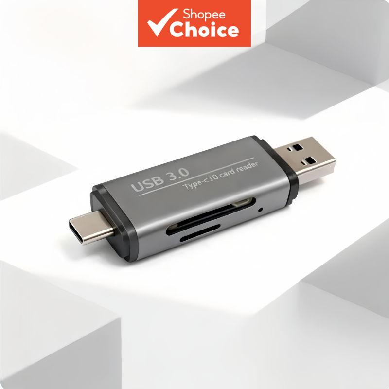 Leitor de cartões de memória 2-em-1 USB 3.0 Tipo-C SD/TF/Micro SD para PC e acessórios de computador