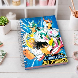 Caderno A5 Cavaleiros do Zodiaco | Capa Dura Premium | Wire-O | 80 Folhas | Ideal para Estudos
