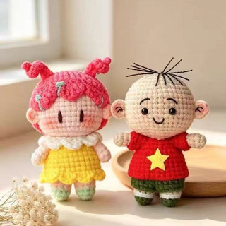 Kit de materiais para crochê DIY de boneca de pelúcia de feltro artesanal, presente de crochê para o Dia dos Namorados, 