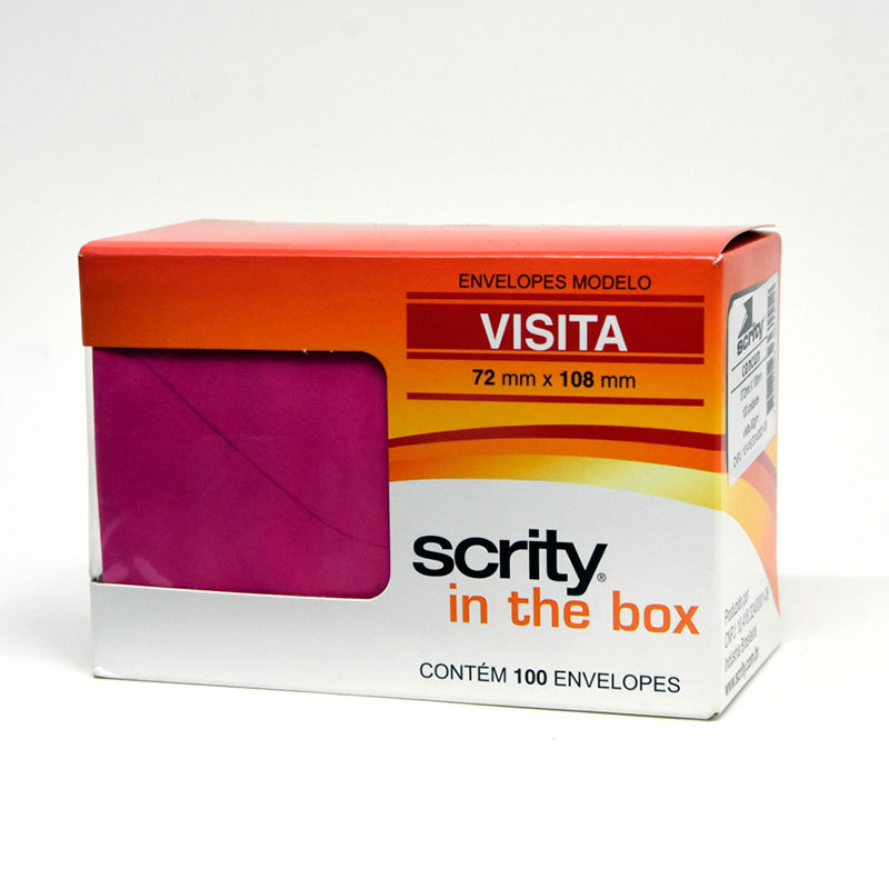 Envelope Color Plus Rosa Choque 72x108mm caixa com 100 unidades Scrity